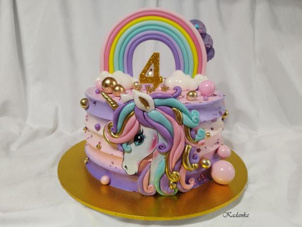 Jednorožec - Unicorn  Tortička krémová pre Emku, torta, Torty pre dievčatá, Kadanka, 3