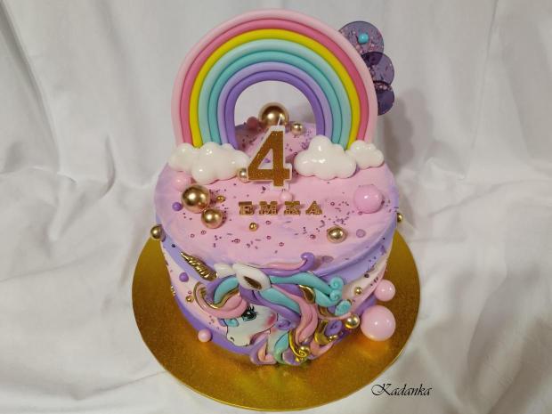 Jednorožec - Unicorn  Tortička krémová pre Emku, torta, Torty pre dievčatá, Kadanka, 4
