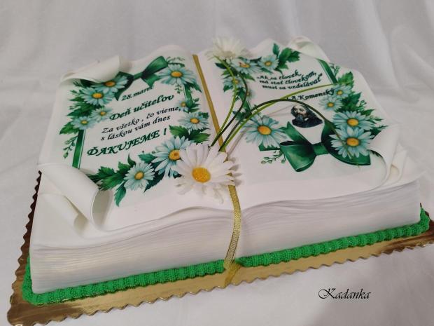 Torta ku Dňu učiteľov - otvorená kniha s poďakovaním, torta, Torty - škola, stužková, Kadanka, 1