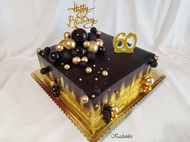 Ku krásnemu jubileu pre pána v čierno zlatom prevedení❤, torta, Narodeninové torty, Kadanka, 1