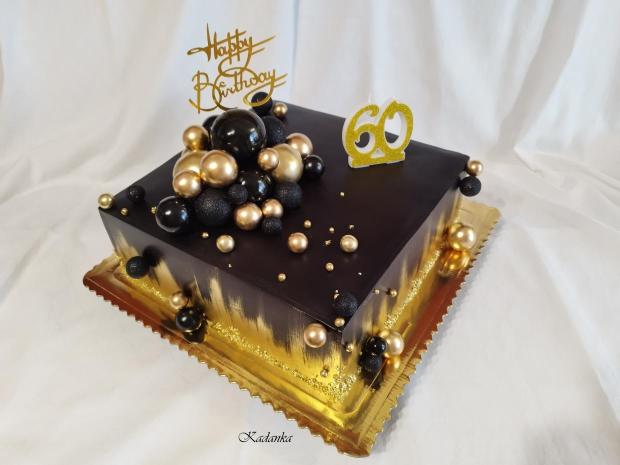 Ku krásnemu jubileu pre pána v čierno zlatom prevedení❤, torta, Narodeninové torty, Kadanka, 3