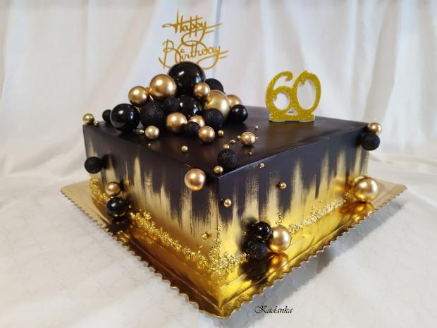 Ku krásnemu jubileu pre pána v čierno zlatom prevedení❤, torta, Narodeninové torty, Kadanka, 4