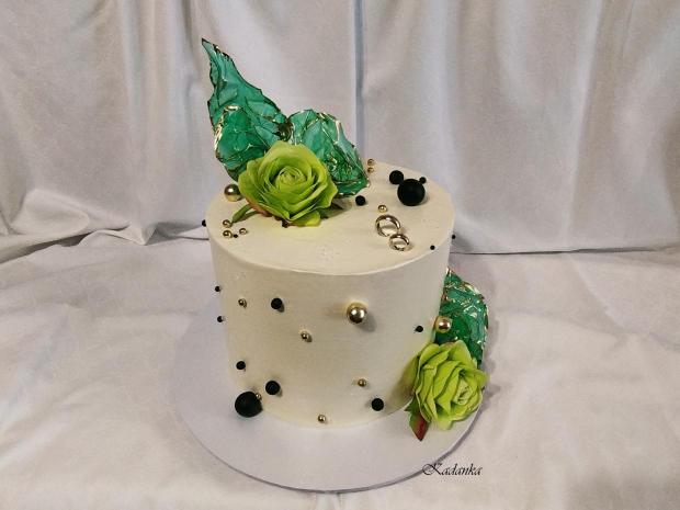 Svadobná tortička krémová do daru Smaragdovo zlatá, torta, Svadobné torty, Kadanka, 1
