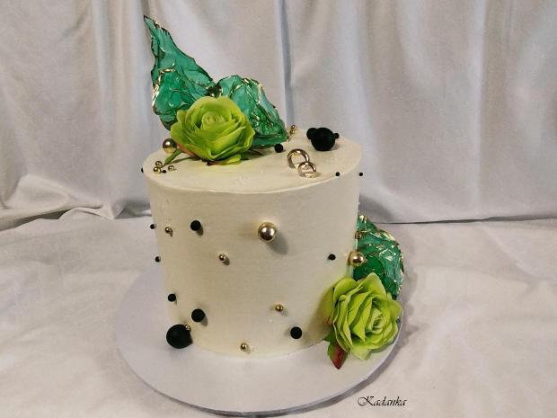 Svadobná tortička krémová do daru Smaragdovo zlatá, torta, Svadobné torty, Kadanka, 2