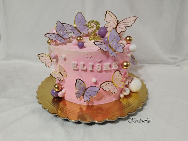 Krémová tortička s motýlikmi pre Elišku❤, torta, Torty pre dievčatá, Kadanka, 2