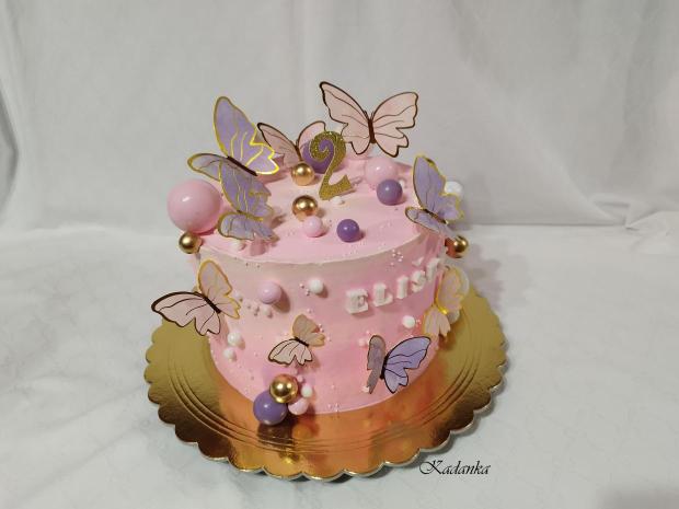 Krémová tortička s motýlikmi pre Elišku❤, torta, Torty pre dievčatá, Kadanka, 4