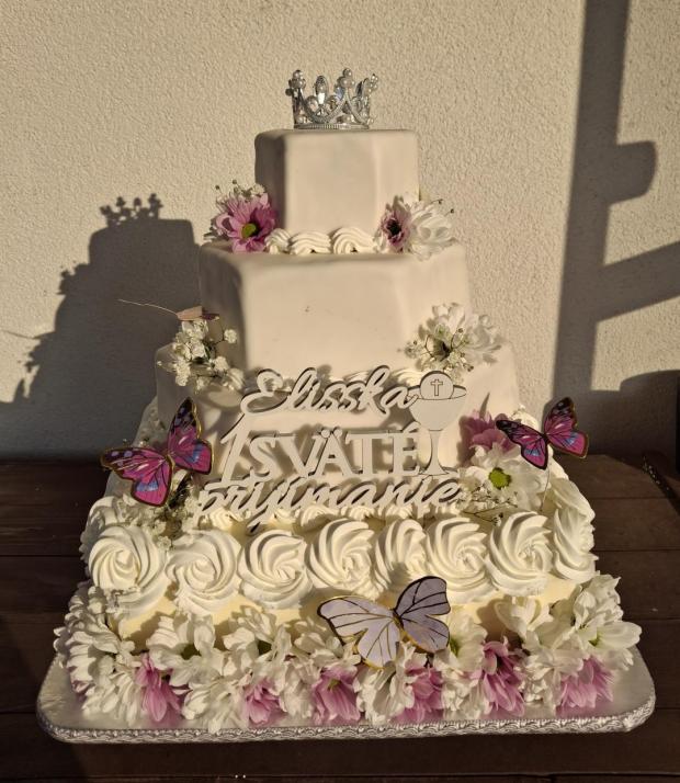 PSP so živými kvetmi a motýlikmi, torta, Torty na cirkevné sviatky, Bejč, 1
