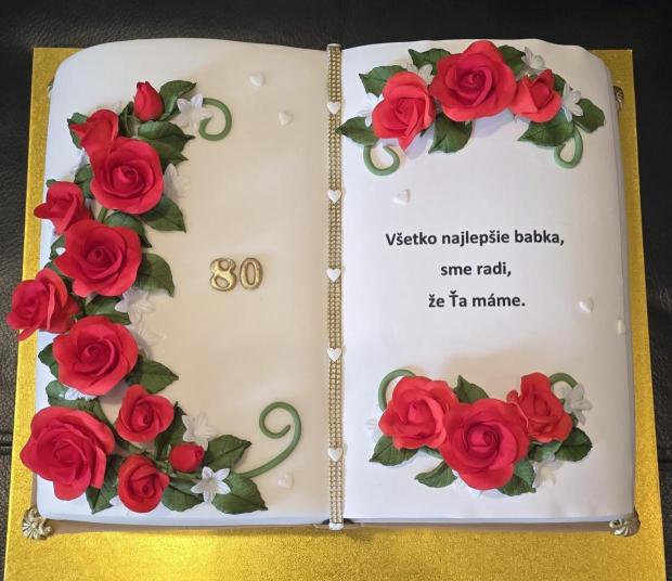 Torta otvorená kniha k 80. narodeninám, torta, Narodeninové torty, KSlavka, 1