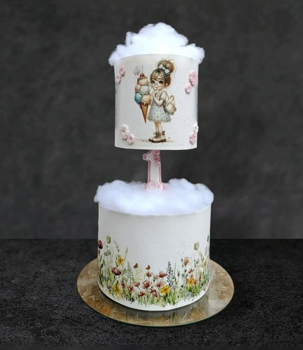 Oslava prvých narodenín 🎂🩷, torta, Netradičné torty, Julie's Cakes, 1