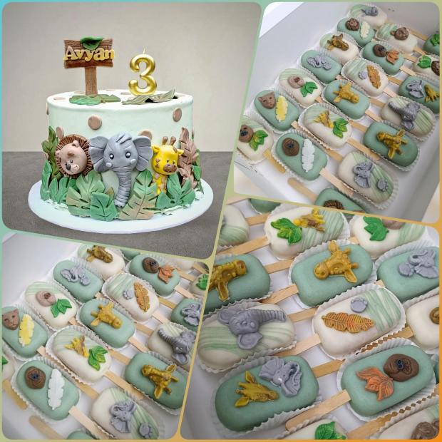 Torta a nanuky v téme Safari 🐘🦁🦒🎂, torta, Torty so zvieratkami, Julie's Cakes, 1