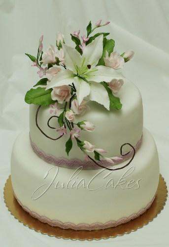Svatební dvoupatrový s lilií, torta, Svadobné torty Svatební dvoupatrový s lilií, torta, Svadobné torty, JuliaA, 1