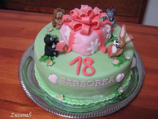Krtko a priatelia s darčekom, torta, Narodeninové torty, Zuzanka, 1
