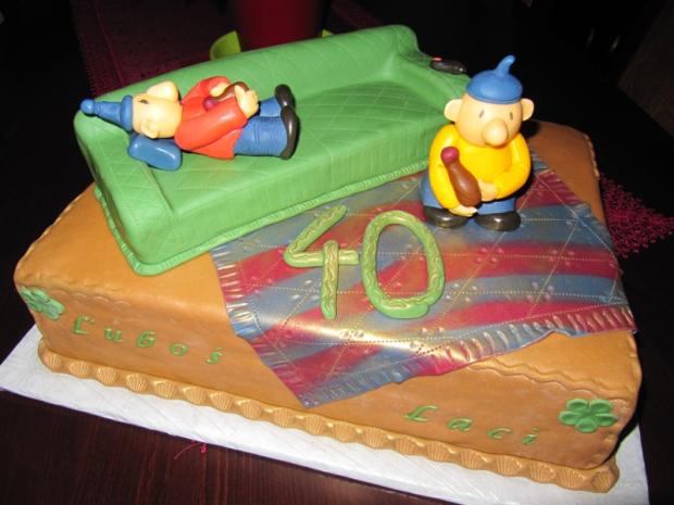 Pat a Mat lenosia s flaskami v ruke, torta, Narodeninové torty, Katarina Slavkovska, 1