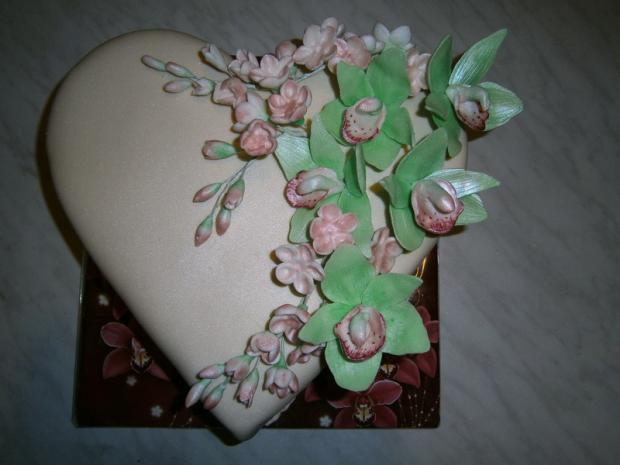 srdce s orchideami, torta, Svadobné torty srdce s orchideami, torta, Svadobné torty, Ladu-lienka, 1