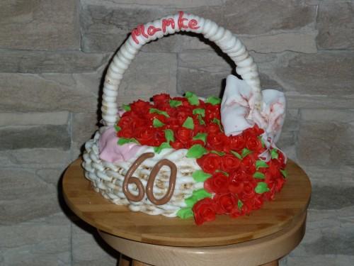 Pletený košík so 60 ružičkami, torta, Narodeninové torty, Gong, 1