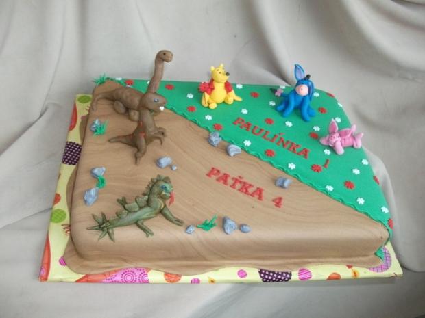 Macko Poo a dinosaury..., torta, Rozprávkové torty, Alenik, 1