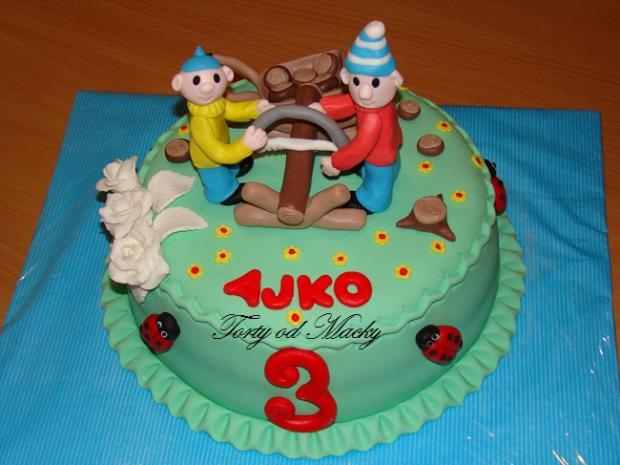 Pat a Mat pília drevo, torta, Rozprávkové torty Pat a Mat pília drevo, torta, Rozprávkové torty, Macka Stančíková, 1
