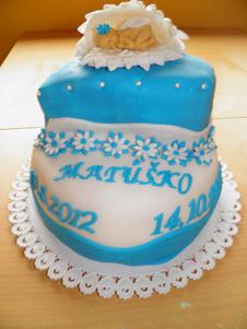 bielo-tyrkysova na krstiny, torta, Torty na krstiny, Januska80, 1