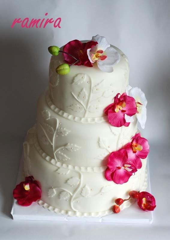 Svadobná s orchideami, torta, Svadobné torty Svadobná s orchideami, torta, Svadobné torty, ramira, 1