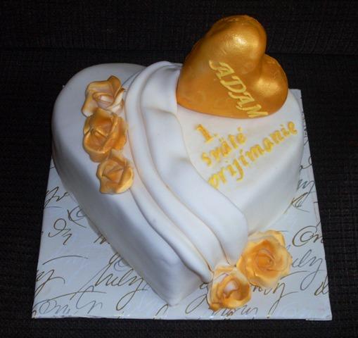 na 1.sv.prijímanie so zlatým srdcom, torta, Torty na cirkevné sviatky na 1.sv.prijímanie so zlatým srdcom, torta, Torty na cirkevné sviatky, val38, 1