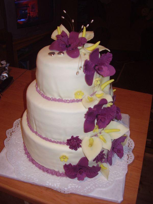 fialová s orchideami, torta, Svadobné torty fialová s orchideami, torta, Svadobné torty, tanka, 1