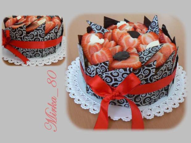 Čokoládovo- jahodová tortička ku kávičke., torta, Čokoládové torty Čokoládovo- jahodová tortička ku kávičke., torta, Čokoládové torty, mirka_80, 1