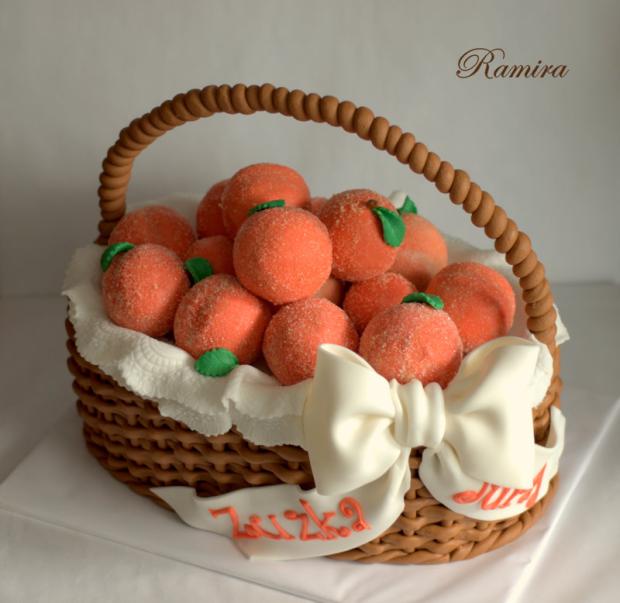 Košík s broskyňami, torta, Narodeninové torty Košík s broskyňami, torta, Narodeninové torty, ramira, 1