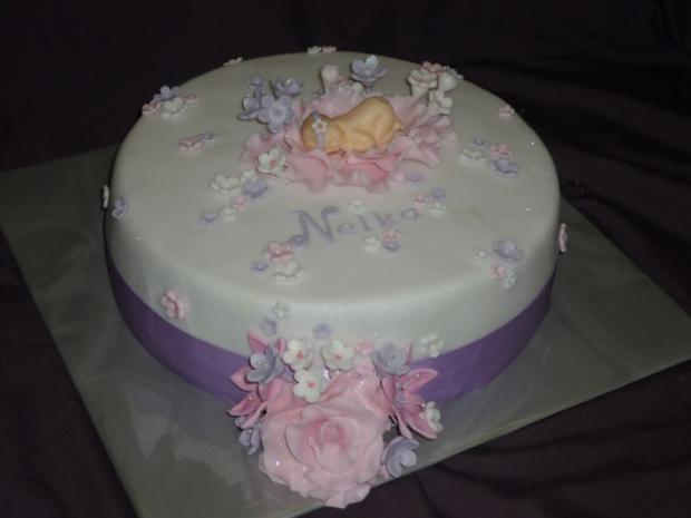Ruzovo-fialova na krst.., torta, Torty na krstiny Ruzovo-fialova na krst.., torta, Torty na krstiny, kathka, 1