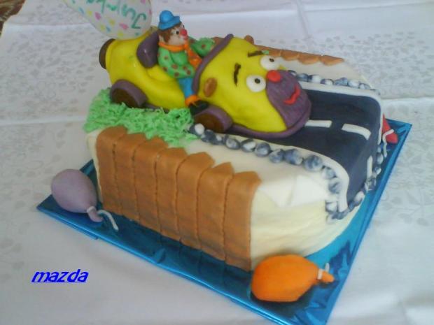 Šašo z autíčkom pre Jurka z iného uhla, torta, Torty autíčka, vláčiky Šašo z autíčkom pre Jurka z iného uhla, torta, Torty autíčka, vláčiky, mazda, 1