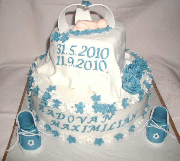 Kvetinková modrá s bábätkom, torta, Torty na krstiny, Roman1, 1