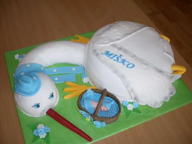 BOCIAN S KOŠÍKOM, torta, Torty na krstiny BOCIAN S KOŠÍKOM, torta, Torty na krstiny, Mária Vašová, 1