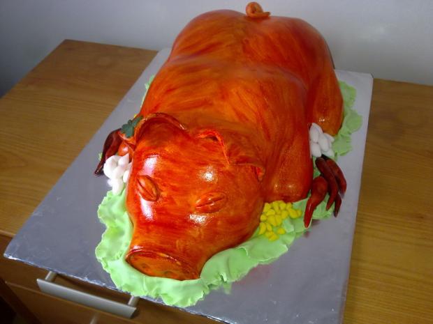 Pečné prasiatko, torta, Narodeninové torty, kacarina, 1