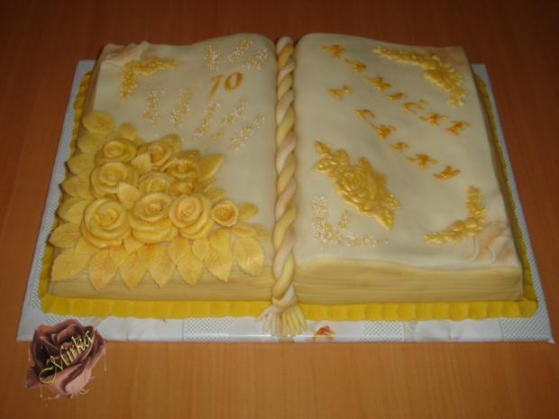 Zlatá kniha k 70. narodeninám, torta, Narodeninové torty Zlatá kniha k 70. narodeninám, torta, Narodeninové torty, Mirčuš, 1