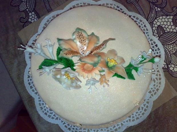 s ikebanou z marcipánu , torta, Narodeninové torty, 01timea, 1