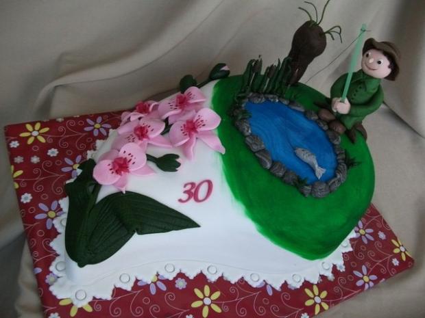 ..rybar a orchidee na jednej torte..., torta, Narodeninové torty ..rybar a orchidee na jednej torte..., torta, Narodeninové torty, Alenik, 1