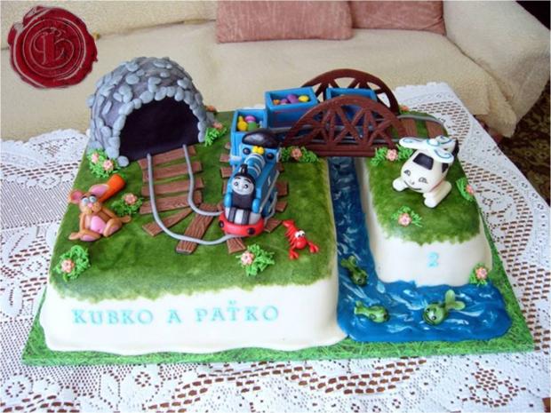 Vláčik Tomáš v krajinke, torta, Torty autíčka, vláčiky Vláčik Tomáš v krajinke, torta, Torty autíčka, vláčiky, lenkafab, 1