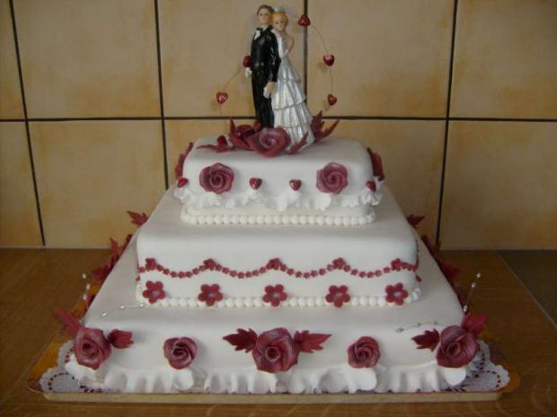 svadba bielo bordová, torta, Svadobné torty svadba bielo bordová, torta, Svadobné torty, bambi 2, 1