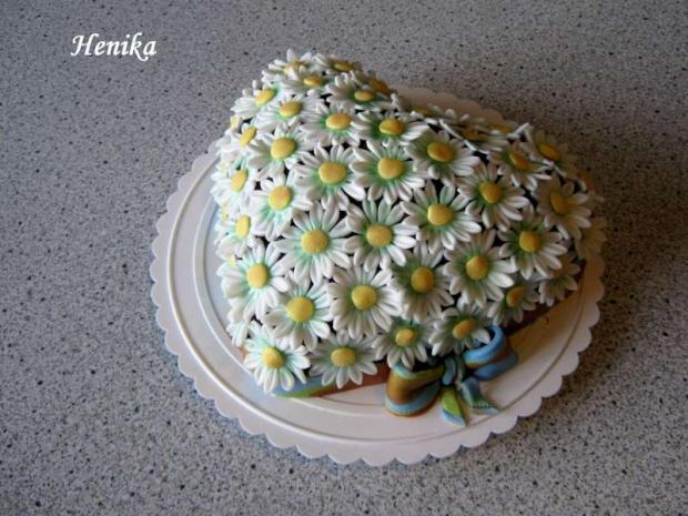 srdiečko s margarétkami, torta srdiečko s margarétkami, torta, Henrieta24, 1