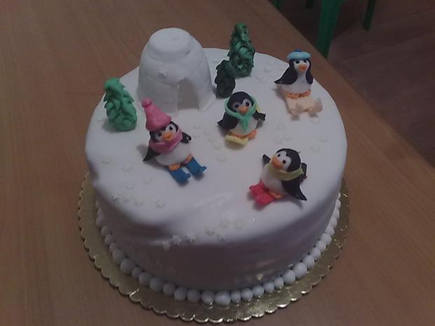 tučniaci, torta, Torty so zvieratkami, beba, 1