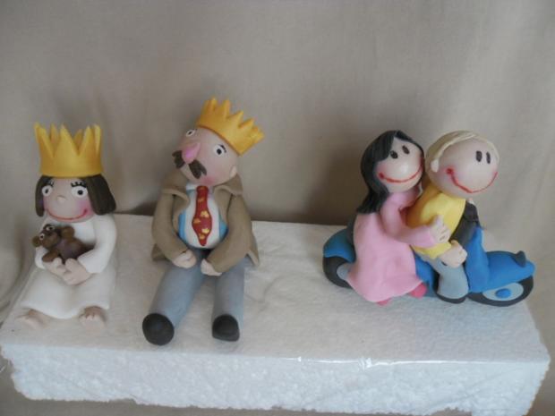 mala princezna,tato kral a milenci na motorke..len modelovanie, torta, Ozdoby na torty, Alenik, 1