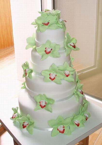 4.posch. svadobná so zelenými orchideami, torta, Svadobné torty 4.posch. svadobná so zelenými orchideami, torta, Svadobné torty, zabinka, 1