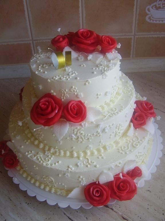 svatební 3patrový krémový, torta, Svadobné torty svatební 3patrový krémový, torta, Svadobné torty, Blanka, 1