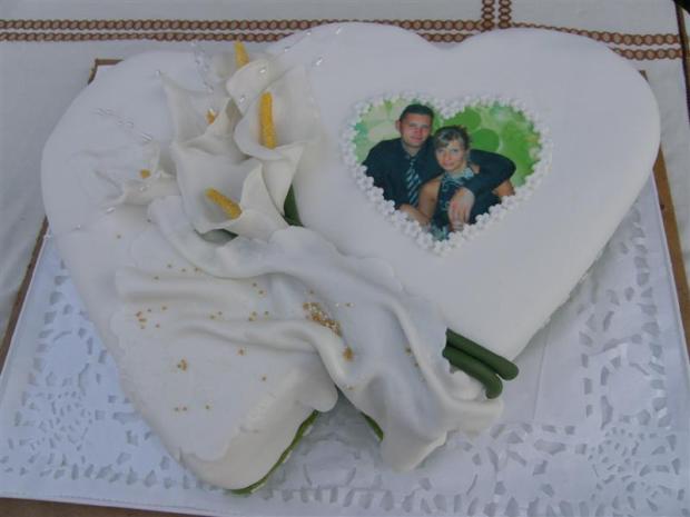 dvojsrdce s fotkou, torta, Svadobné torty, Gabka4, 1