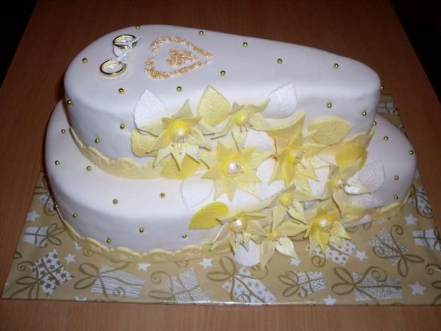 SVADOBNÁ SLZA ZLATOBIELA, torta, Svadobné torty, Mária Vašová, 1