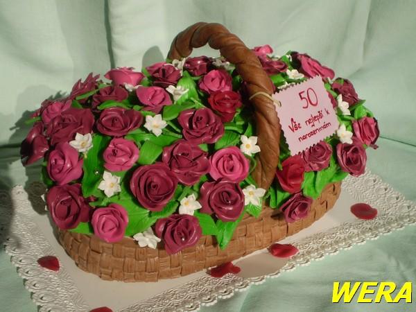 opět koš růží, torta, Narodeninové torty opět koš růží, torta, Narodeninové torty, WERA, 1