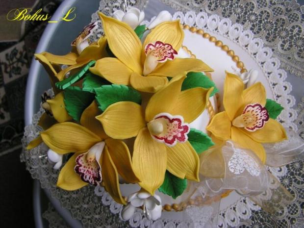 Orchideje-cymbidium, torta, Ozdoby na torty Orchideje-cymbidium, torta, Ozdoby na torty, Bohus_L, 1