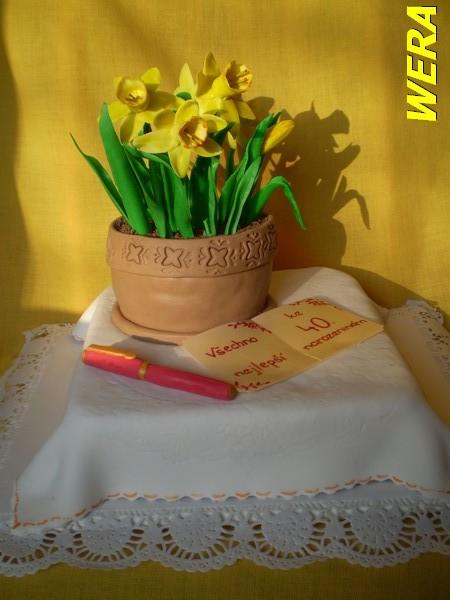 narcisy s blahopřáním, torta, Narodeninové torty narcisy s blahopřáním, torta, Narodeninové torty, WERA, 1