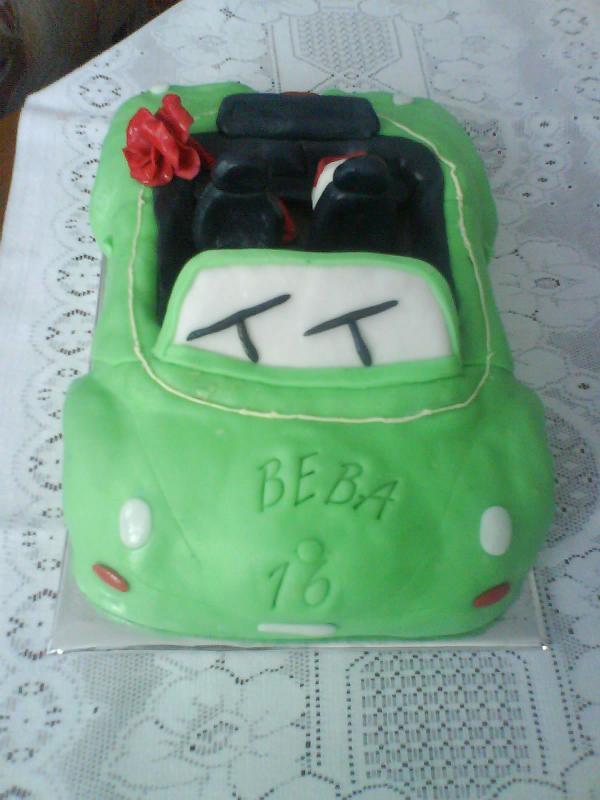 zelené auto z predu, torta zelené auto z predu, torta, mazda, 1