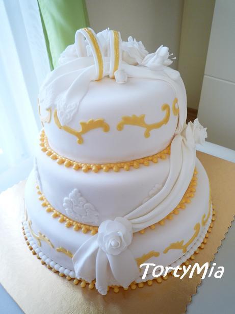 Bielo zlatá, torta, Svadobné torty, TortyMia, 1