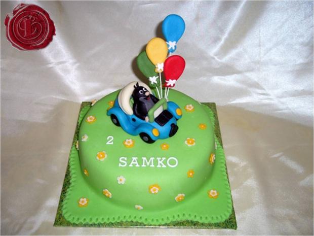 Krtko v autíčku na lúke, torta, Rozprávkové torty Krtko v autíčku na lúke, torta, Rozprávkové torty, lenkafab, 1